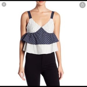 Joie Sleeveless Layered Stripe Blouse